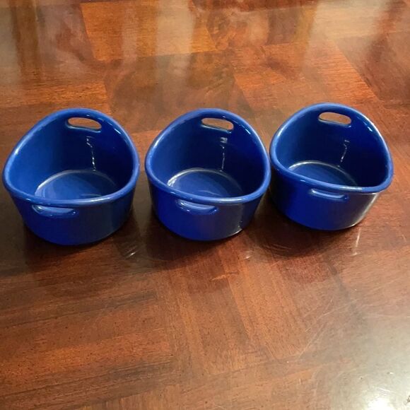 Rachael Ray Stoneware Blue and Yellow 10-oz Ramekins Small Bowls - Picture 5 of 12